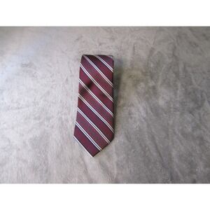 Stacy Adams Mens Burgundy Navy Blue White Striped Microfiber Necktie 59x3.5